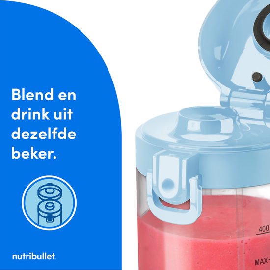 nutribullet Portable - Draagbare Blender To Go - Oplaadbare Blender - Mini Blender On The Go - Draadloos - Baby Blauw van Nutribullet — afbeelding 2