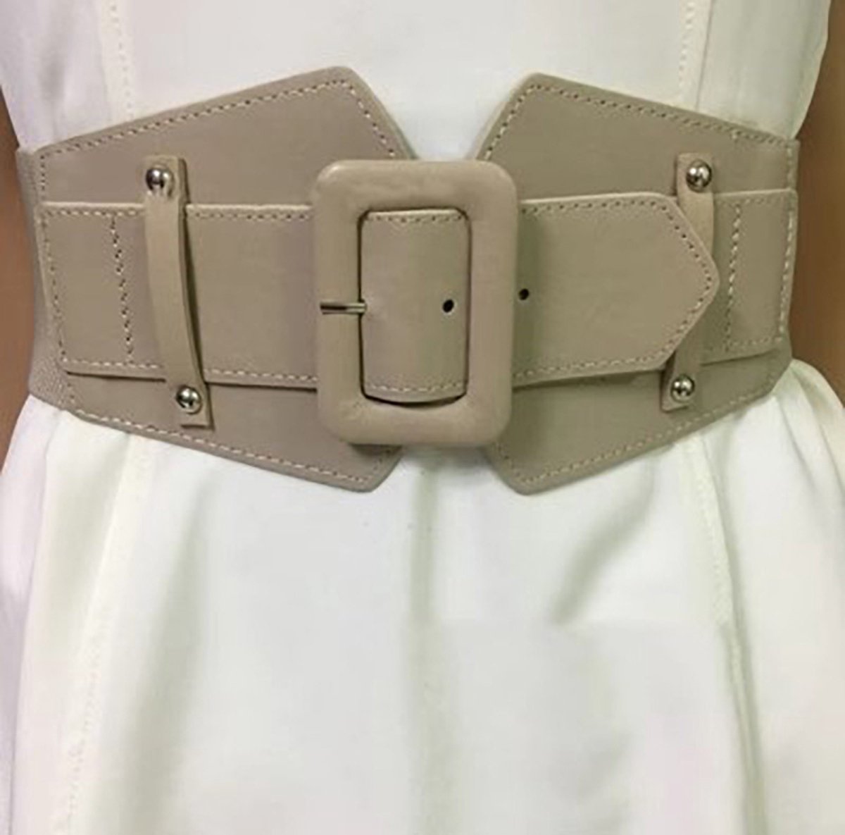 Actie4you® - Elastische Damesriem - Stretch - Brede Vrouwen Riem - Tailleband – Jurk Riem – Beige