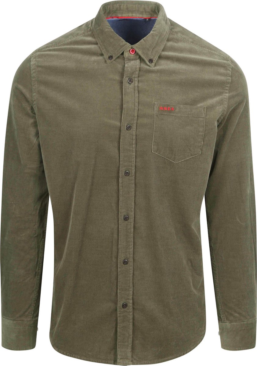 NZA - Donkergroen corduroy overhemd - Gravel Green