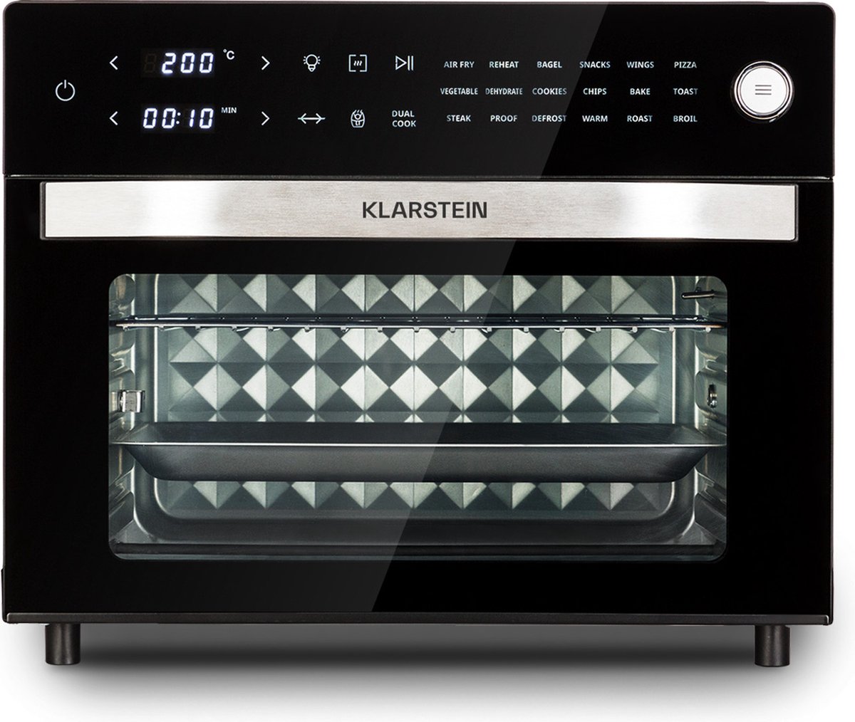 Klarstein VigorAir Heteluchtfriteuse - AirFryer 1800W - 18 programma's - 30 liter - 30 tot 230°C - 4 rekken