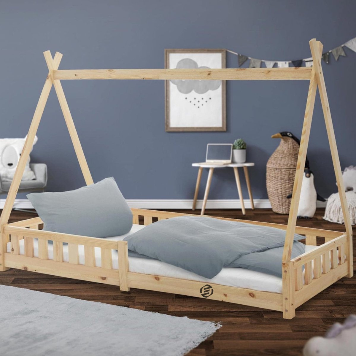 Equivera Grondbed - Peuterbed - Kinderbed - Bedhuisje - Huisbed - Grondbed Peuter - Laag Bed - Vloerbed Natuurlijk