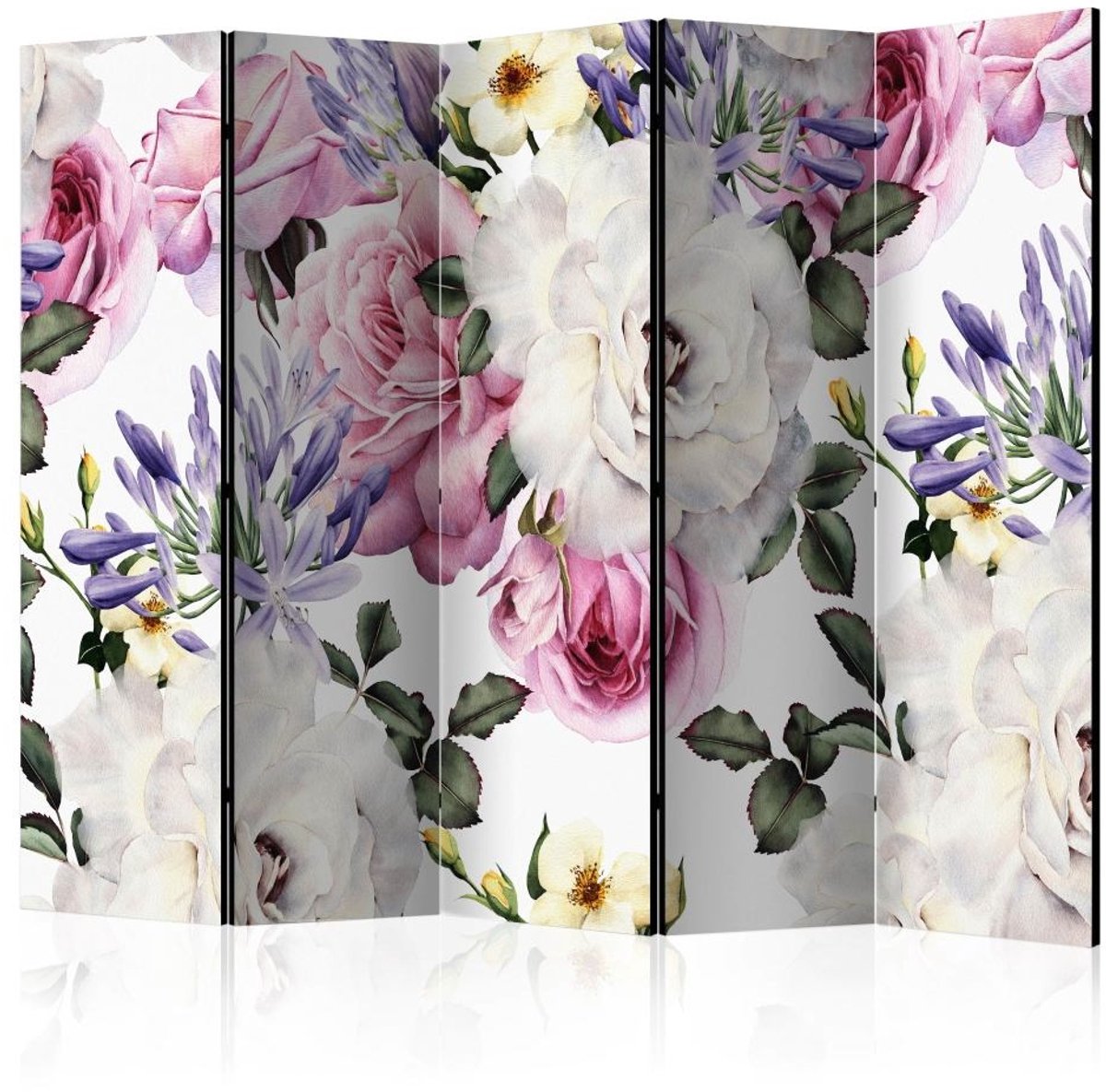 Vouwscherm - Prachtige bloemen, gemonteerd geleverd, dubbelzijdig geprint (kamerscherm)225x172 cm