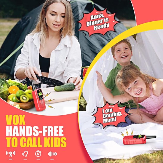 JUAUO Walkie Talkie Kinder 3 Stück, Spielzeug Geschenk 3-12 Jungen und Mädchen, Walkie Talkies für Kinder 8 Kanal Funkgerät, VOX Taschenlampe für Freien, Camping, Wandern