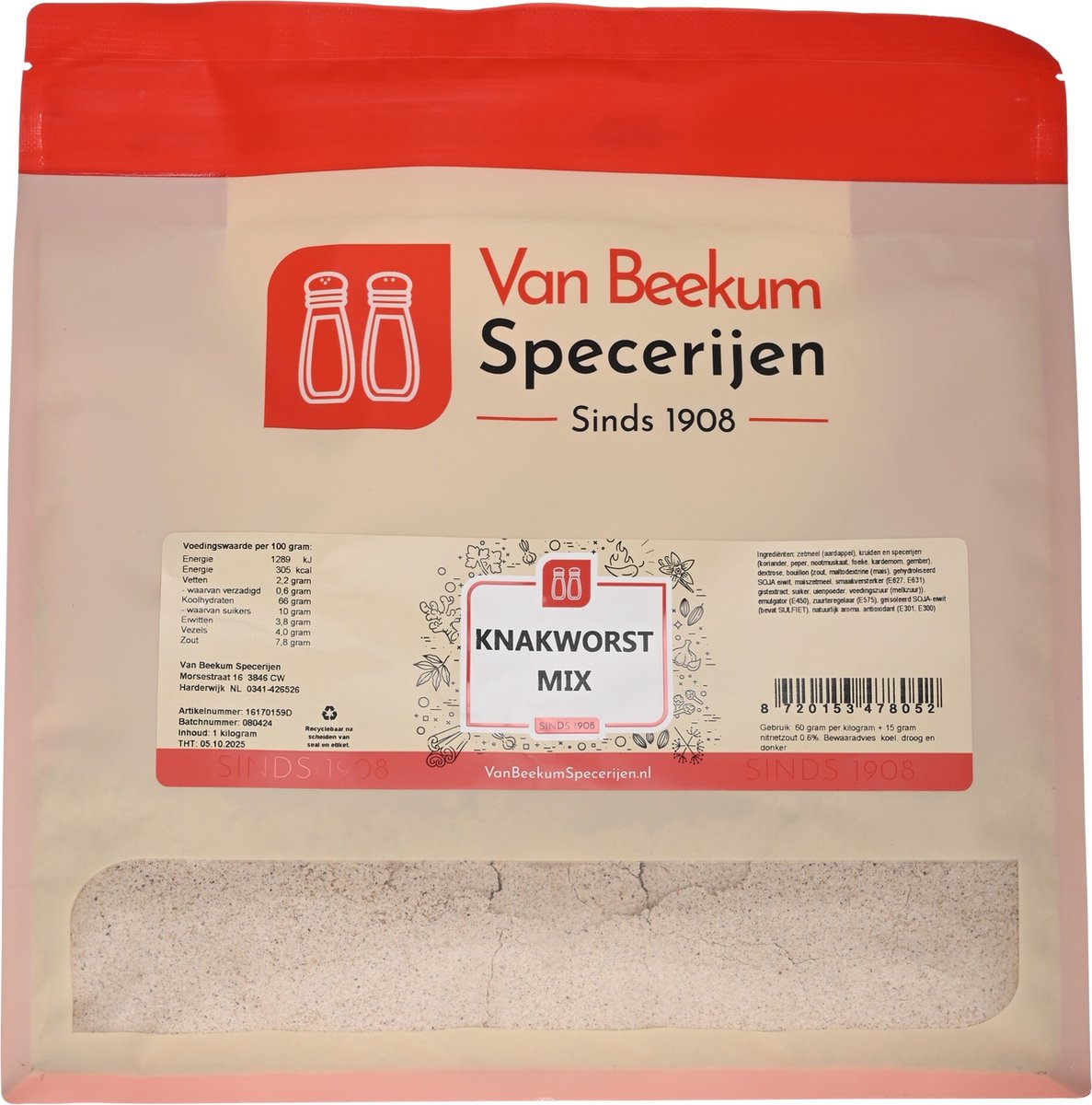 Goedkoopste Van Beekum Specerijen - Knakworst Mix - 1 kilo (hersluitbare stazak