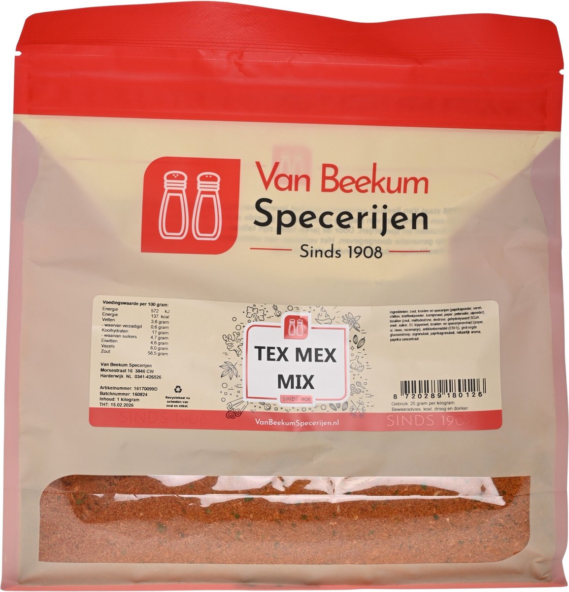 Goedkoopste Van Beekum Specerijen - Tex Mex Mix - 1 KG (hersluitbare stazak