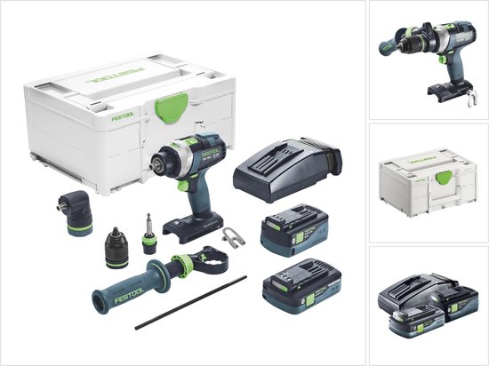 Festool TPC 18/4 5,2/4,0 I-Set QUADRIVE 18V Li-ion Accu-klopboormachine set (1x 5,2Ah en 1x 4,0Ah) in systainer
