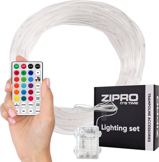 Zipro® Verlichtingsset 8 m - Eenvoudige montage - voor 8FT 252 cm trampoline - 80 LED's - Werkt op batterijen - Waterdicht ontwerp - accessoires voor trampolines - Hoge kwaliteit - Alle connectoren
