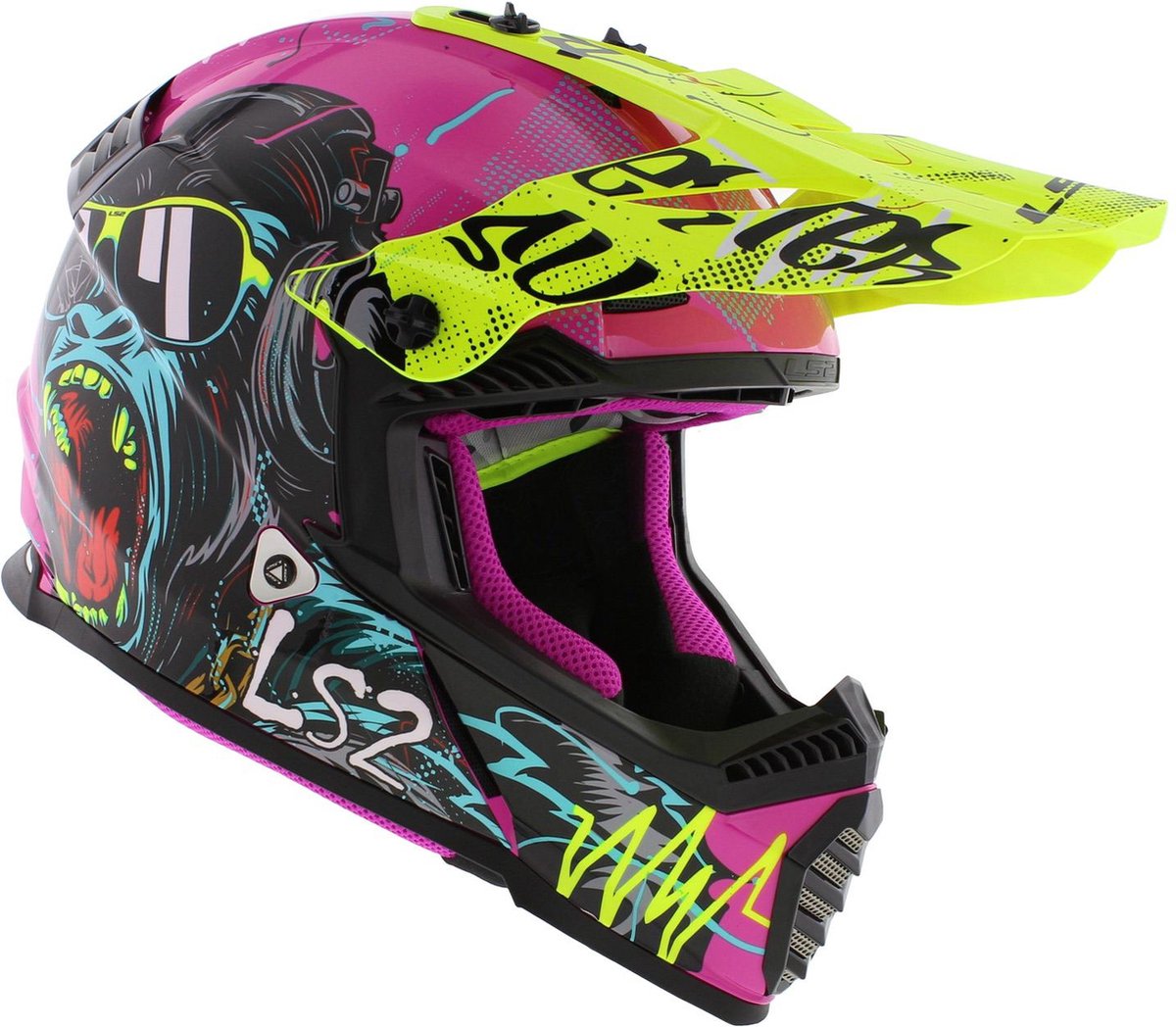 LS2 Helm Fast II Gorilla MX437 fluorroze / fluorgeel maat L