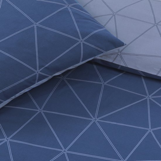 VISION Hugo - Tweezijdig omkeerbaar Dekbedovertrekset - 100% katoen: zacht en soepel - Eenpersoons - Dekbedovertrek 140 x 200 cm met 1 bijhorende sloop - Blauw - Oekotex gecertificeerd van VISION — afbeelding 2