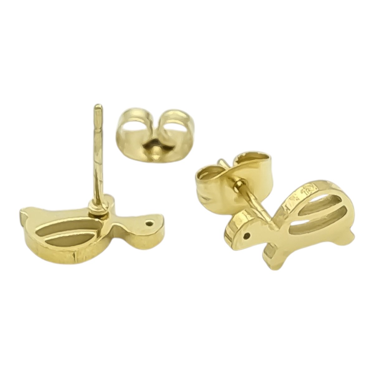 Schildpad oorbellen - Premium gold-plated staal - 6 x 11 mm