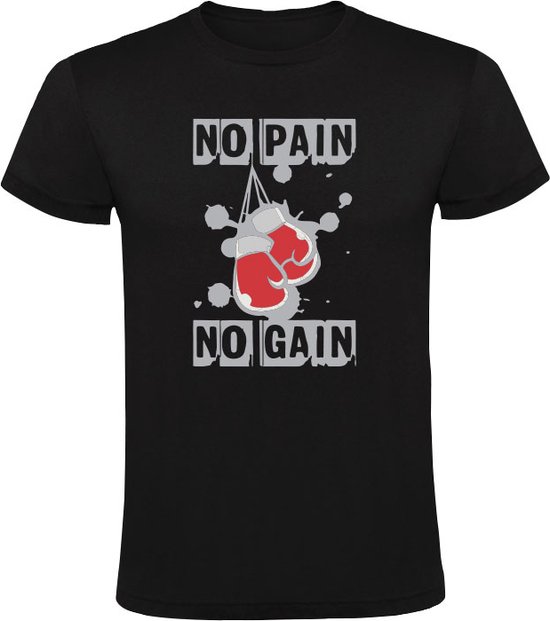 Boksen Heren T-shirt - No Pain No Gain Shirt - Sport & Fitness Shirt - Cadeau voor Mannen