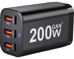 200W USB C Snellader - 6 Poorts - Desktop Oplader - 100W PD Fast Charging - Geschikt voor Smartphone, Laptop en Tablet - Staza