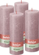 Bolsius - Rustieke Kaars - 4 Stuks - Oud Roze - 19cm