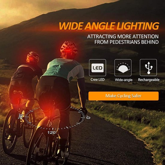 2 stuks - LED-fietsachterlicht - USB oplaadbaar voor- en voorfietslicht - Nachtfietshelmlicht - Waterdicht veiligheidswaarschuwingslampje — afbeelding 3