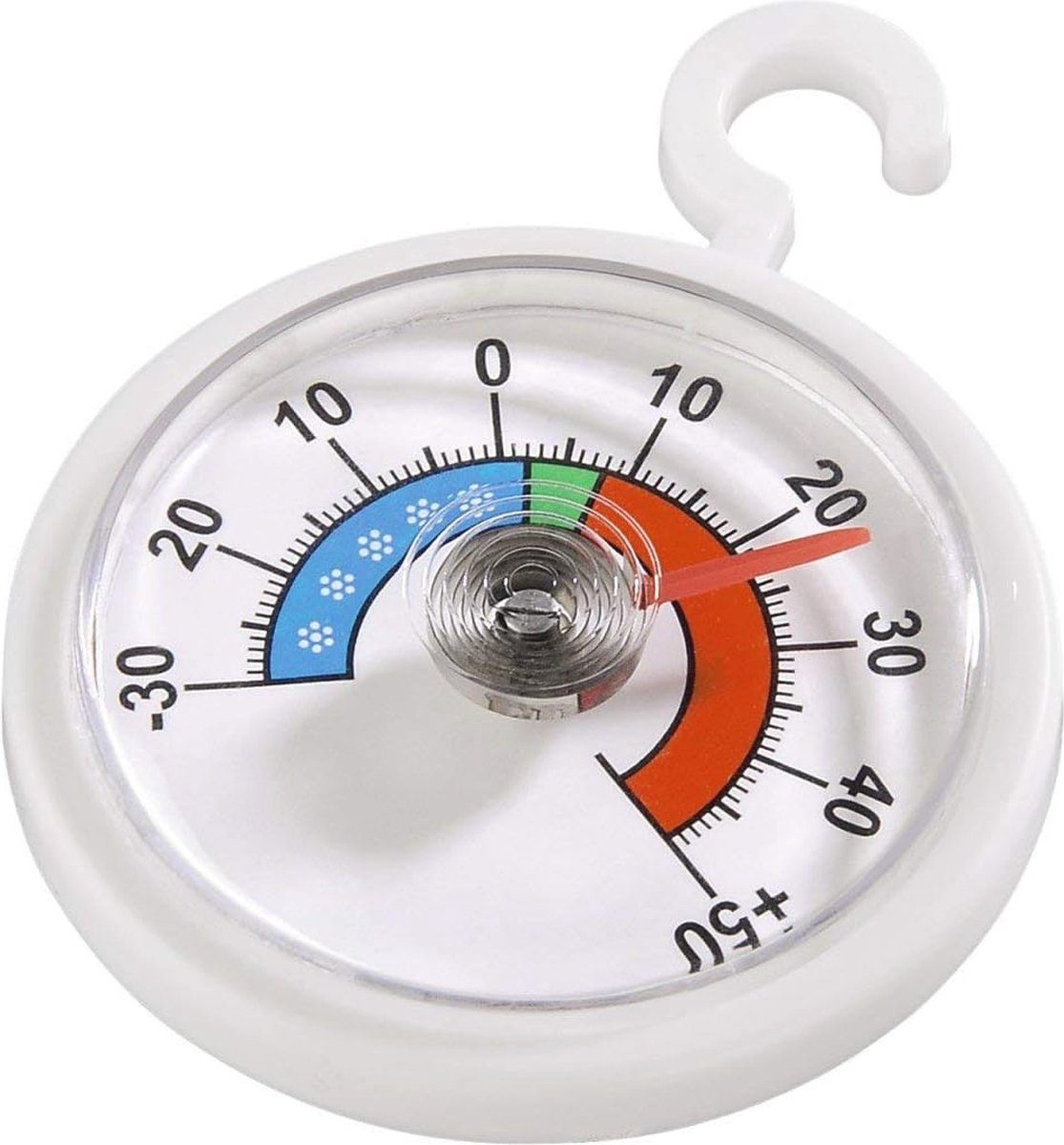 Analoge thermometer voor koelkast, vriezer en wijnkoelkast -30°C tot +50°C, rond, wit