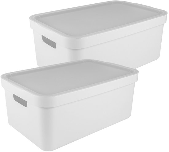SUNDIS Wave Box, lot de 6 boîtes de rangement avec couvercle clipsable 45l, en plastique transparent, superposables et empilables, idéales pour ranger la chambre, le bureau, le grenier, le garage