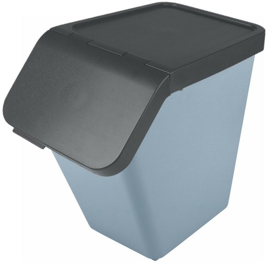 Sunware Sigma Home sorteer bak met deksel - afvalbak - blauw - stapelbaar - 40L - 49 x 27 x 45 cm