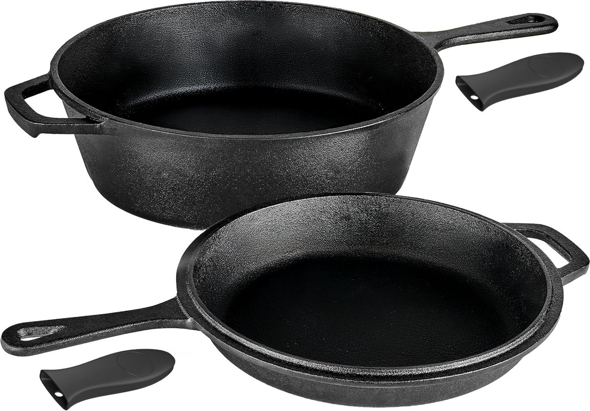 Castex Duocraft Gietijzeren Pan - Braadpan Inductie - Braadpannen - Stoofpan - Broodpan Gietijzer - Sudderpan