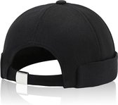 Bonnet de pêcheur noir sans bord, casquette pour homme, bonnet roulé , Mode Vintage , ajustable ( Zwart)
