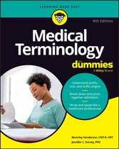 Couverture du livre 'Medical Terminology for dummies', 4e édition, avec une femme en blouse lisant des documents.
