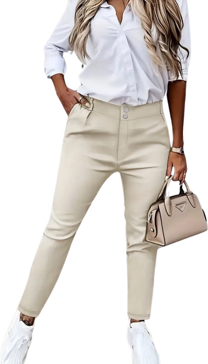 Bovista Pantalon Dames Chino Golfbroek Nette Broek Met Elastische Tailleband Volwassenen Abrikoos