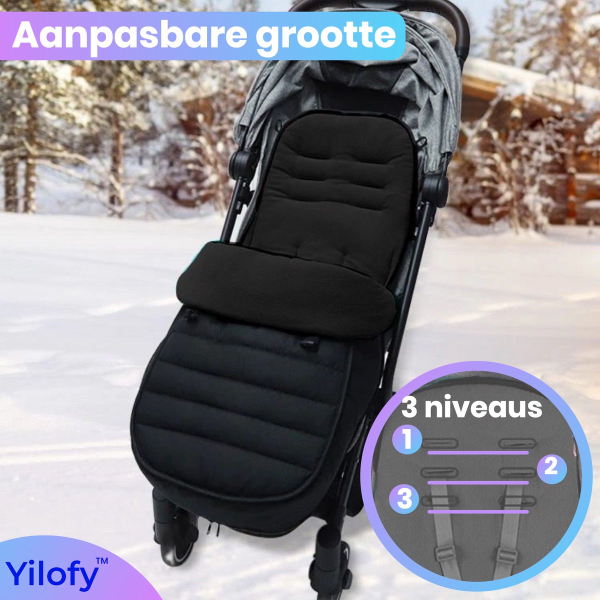 Yilofy Universele Luxe Voetenzak Babywagen & Autostoel Zwart Buggy Kinderwagen Voetzak Footmuff Maxi Cosi Baby – foto 6