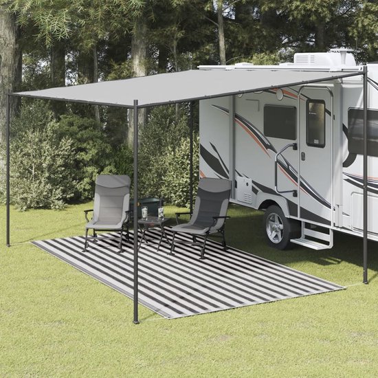 vidaXL - Tenttapijt - 250x450 - cm - antracietkleurig - en - wit van Vidaxl — afbeelding 5