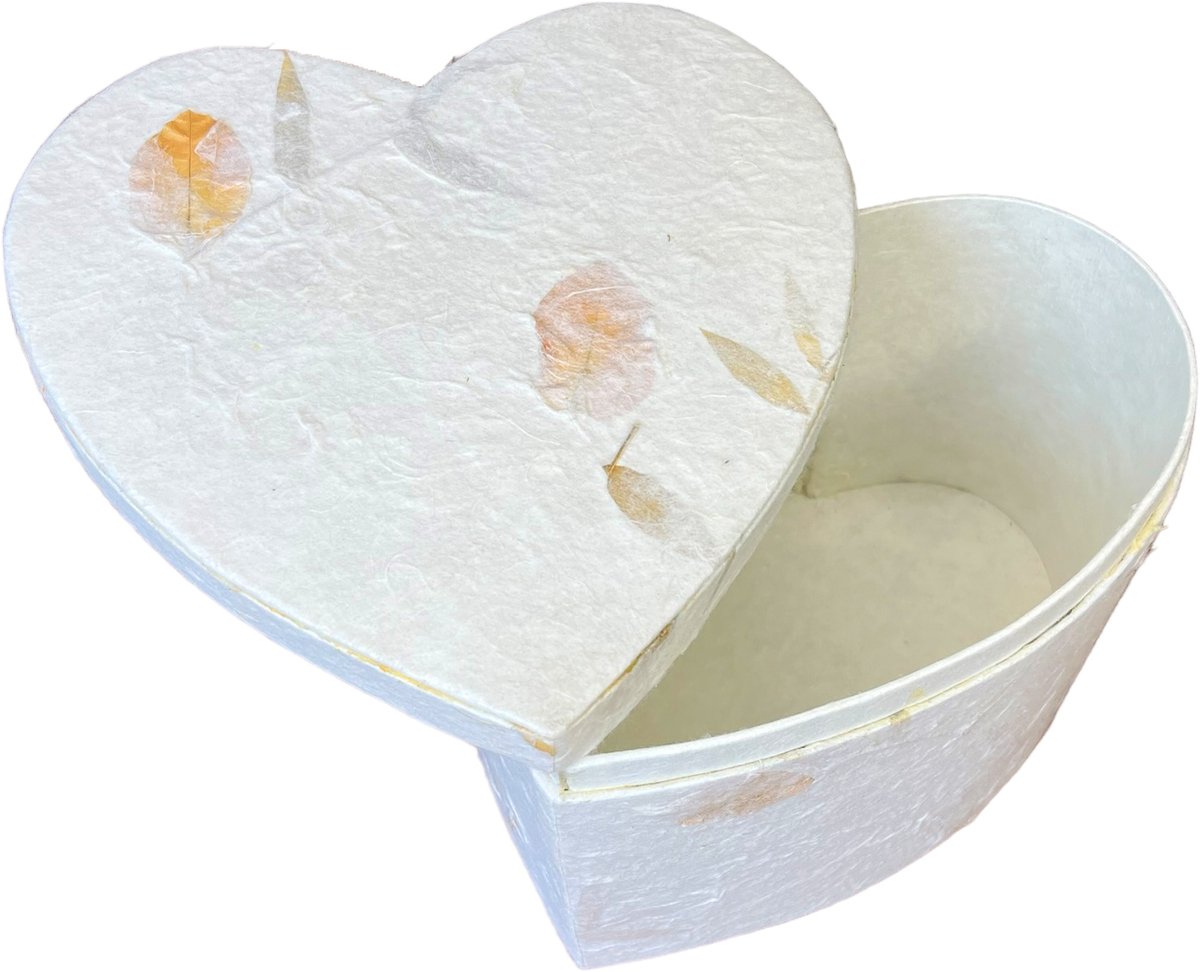 Hartvormige Urn, Tree Free Mulberrypapier met bloemblaadjes, 20x20x15cm