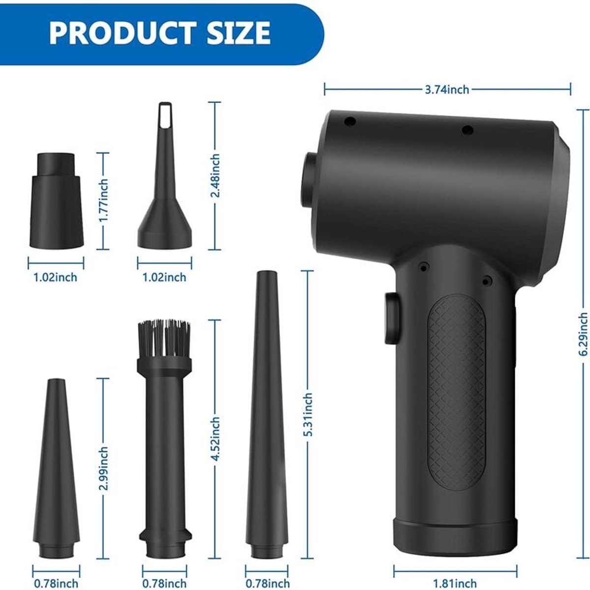 Air Duster Draadloos - 5 opzetstukken - Compressed air - afbeelding 2
