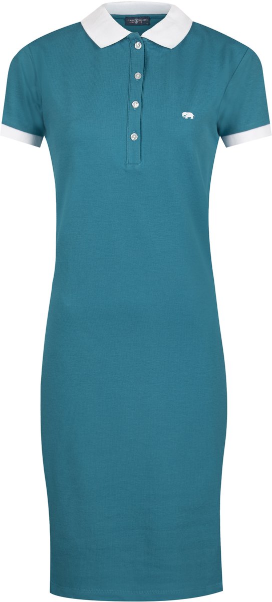 Jimmy Sanders Jurk - Knielengte - Katoenen - Korte Mouw Dames Olie Groen - M