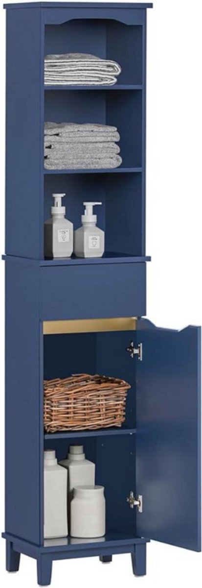 Thuys – Luxe Kolomkast – Staand – Opbergkast met Deuren – Hoge Kast – Ruimtebesparend – Modern Design – 30x35x170 cm – Blauw