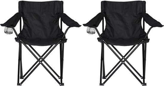 Brixy Campingstoelen (Set van 2) - Tuinstoelen - Vouwstoelen - Kampeerstoelen - Zwart