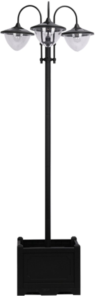 Solar lantaarnset van 3 staande lampen van metaal, tuinlantaarn 60x55x189cm, lantaarn voor
