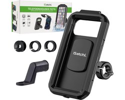 iSetchi Telefoonhouder Fiets Waterdicht - Drie Stuur Adapters - Anti-Schok Laag - Universeel - Smartphone GSM Mobiel Houder - Motor, Fiets & Scooter spiegel iSetchi Telefoonhouder Fiets Waterdicht - Drie Stuur Adapters - Anti-Schok Laag - Universeel - Smartphone GSM Mobiel Houder - Motor, Fiets & Scooter spiegel