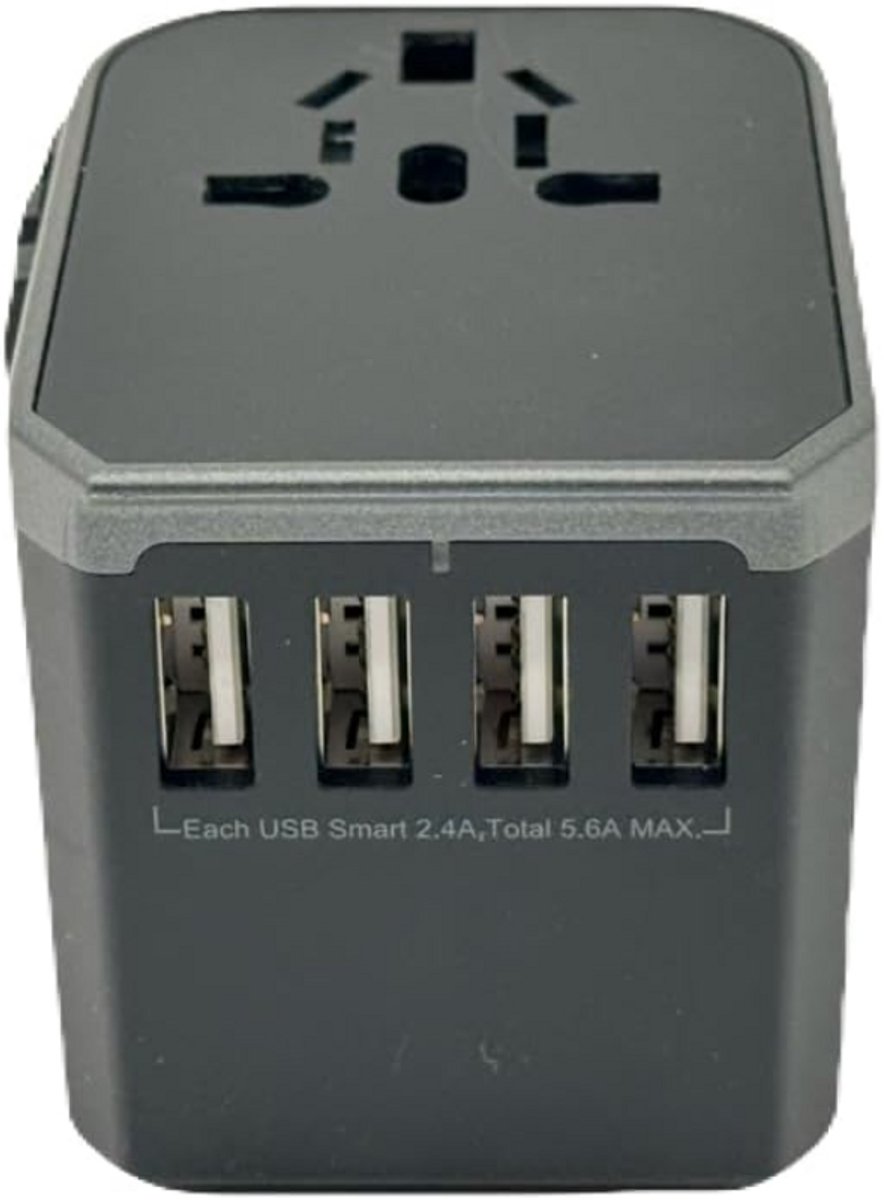 28W Wereld Adapter 4USB Type C Multifunctionele Snellader – Wereldwijde Stekker Van Europese Naar Amerikaanse Stekker