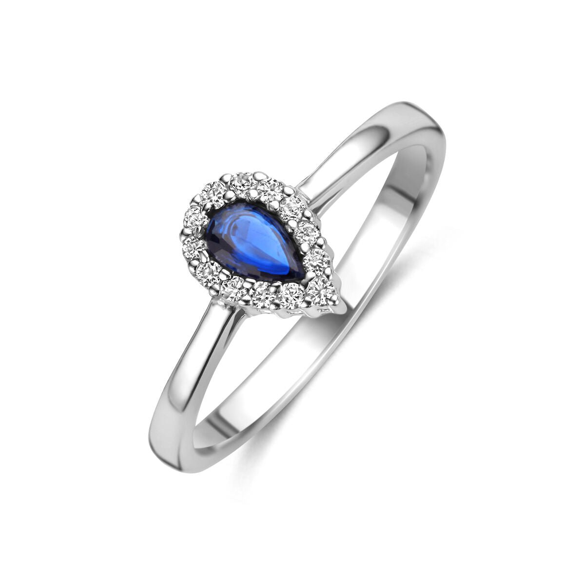 Zilveren Gerhodineerde Ring Saffier Zirkonia 1341447