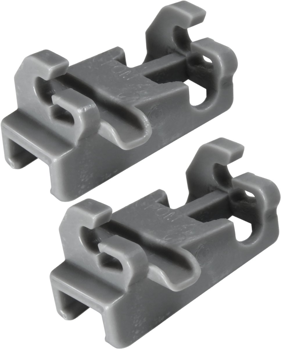 2x Dparts klemmen van bordenrekjes bovenkorf van vaatwasser - geschikt voor Bosch en Siemens - nr. 611474 00611474