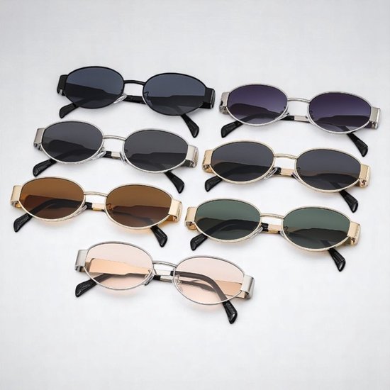 Retro Oval Zonnebril - Roze/Zilver - Metalen Frame - Fashion Favorite van Merkloos — afbeelding 2
