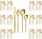 Bol.com Bestekset 48-Delige - Goud - Bestek voor 12 personen - Roestvrij Staal - Incl. Mes vork lepel theelepel - Vaatwasserbest... aanbieding