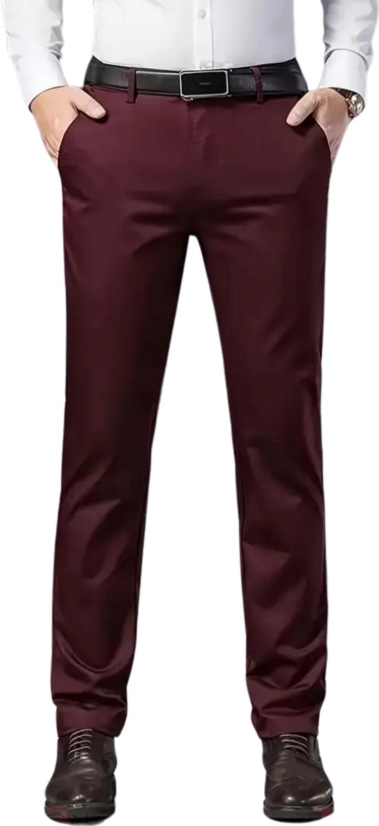 Nivard Pantalon Heren Chino Golfbroek Nette Broek Elastische Tailleband Volwassenen – 48 Bordeauxrood