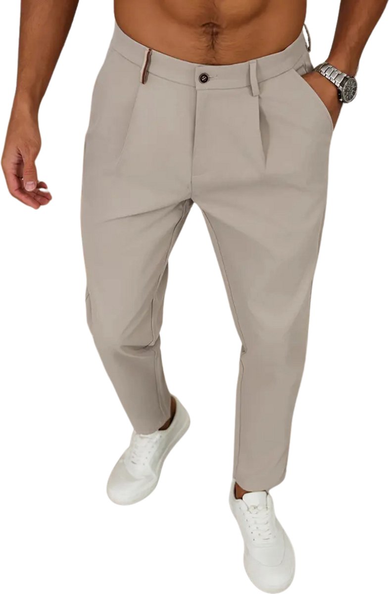 Bovista Pantalon Heren Chino Golfbroek Nette Broek Elastische Tailleband Volwassenen Creme
