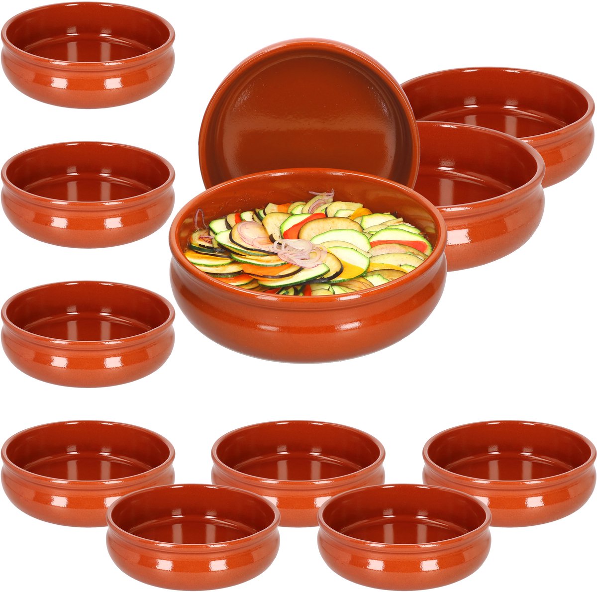 Set van 12 cazuela klei kommen Berlijn bol 24cm - 99513
