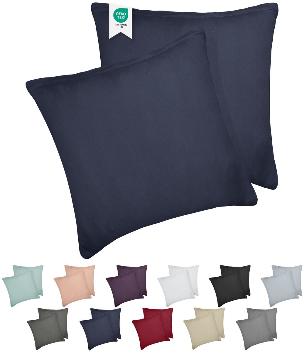 Barbons kussensloop 80x80 set van 2 - Jersey 165 g/m² kussenhoes - 100% Katoen - marineblauw