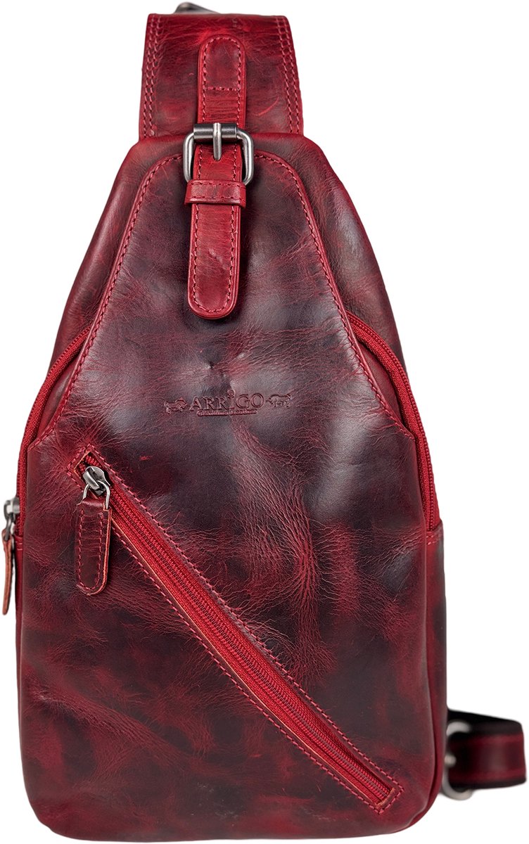 Slingbag van Rundleer - Rood - Stijlvolle & Praktische - Crossbody Tas - Arrigo