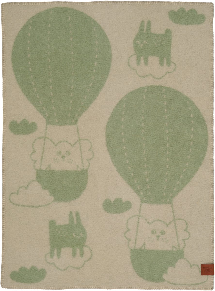 Klippan wiegdeken Balloon green/beige, 50% recycled wool/50% lambswool