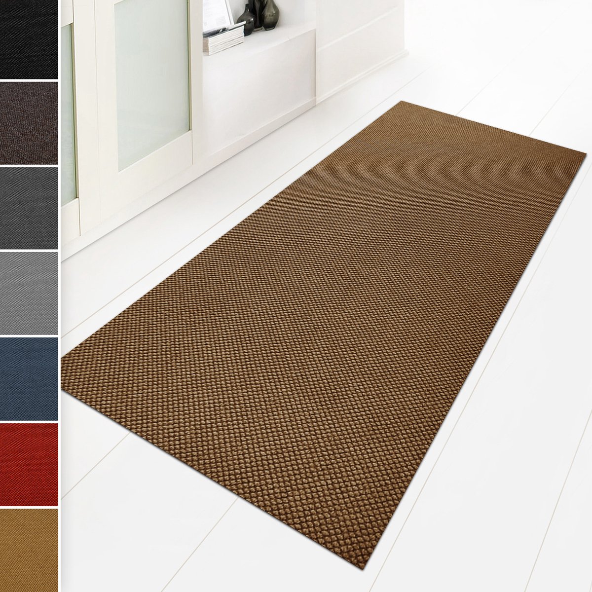 Floordirekt Vuilvangmat Hong Kong - Veelzijdig Inzetbaar - Antislip - Natuur - 100 x 450 cm - Stevig & Onderhoudsvriendelijk voor Binnen & Entree