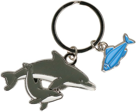 Metalen dolfijnen sleutelhangers van 5 cm - Dieren cadeau artikelen - zeedieren