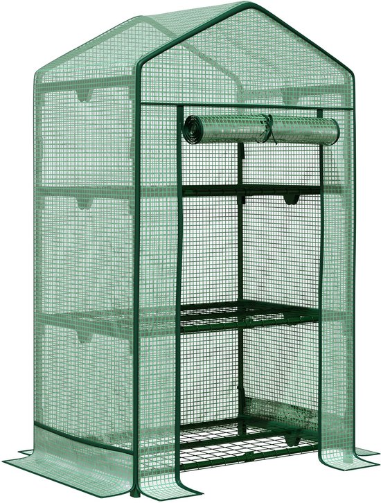 Outsunny Foliekas met bloemenplanken & een roldeur 845-607V01 | bol
