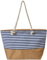 Clayre & Eef Strandtas 55x36 cm Blauw Wit Synthetisch
