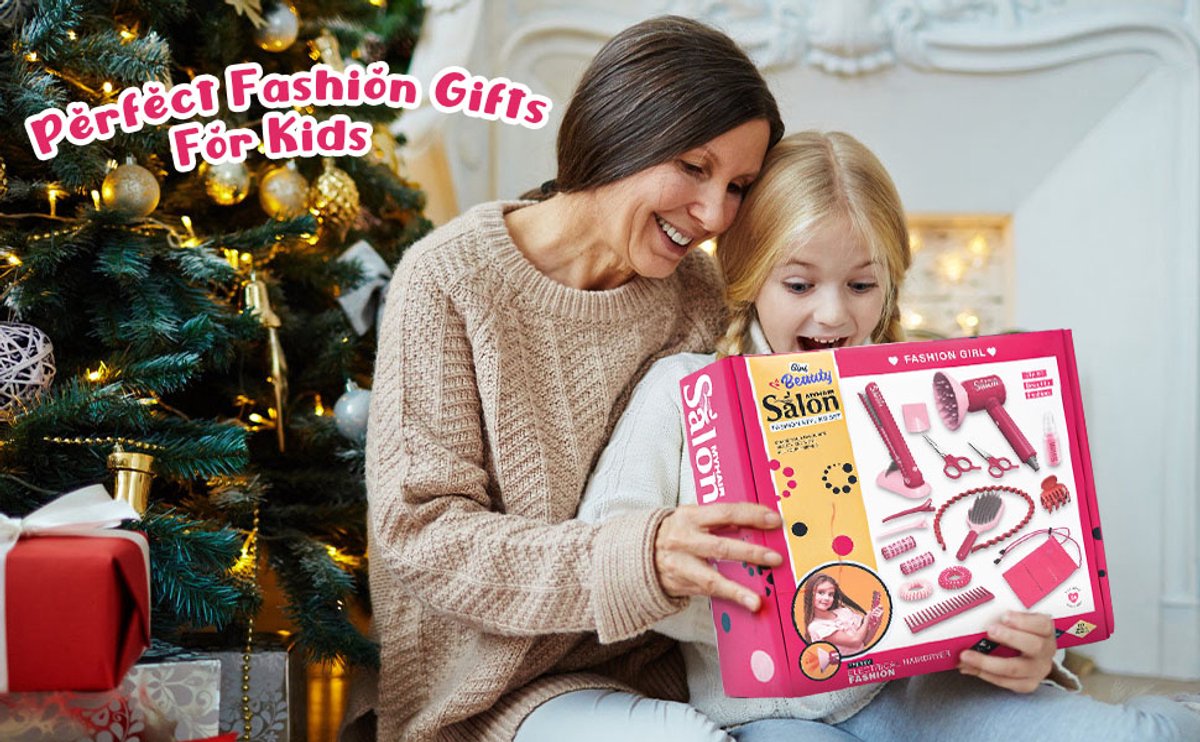 Kappersset Speelgoed voor Kinderen (22 stuks) - Kappers speelset - Met föhn die echt kan föhnen en accessoires- Haardroger - krultang - Haarborstel - Kapperskoffer - Make-upset Speelgoed — afbeelding 7
